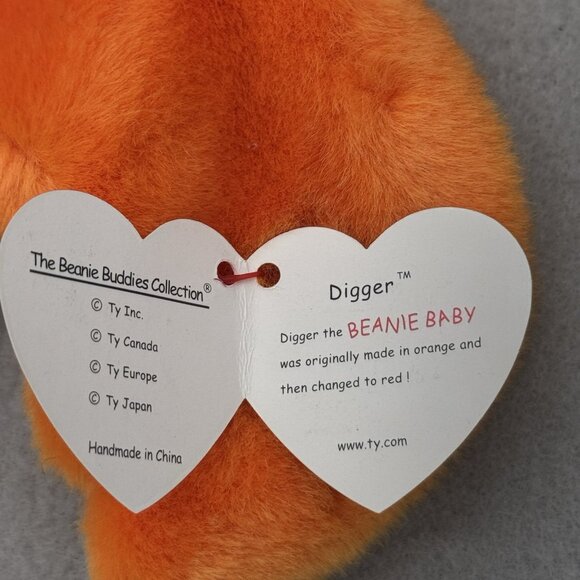 Vintage TY Beanie Buddies Digger Crab Orange 1999 Plush Stuffed Animal 11" - Picture 9 of 11